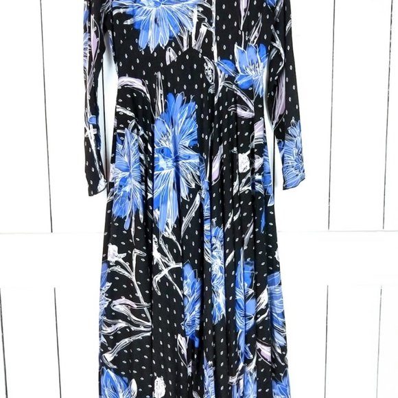 Free People blue floral long sleeve maxi dress - Picture 4 of 6